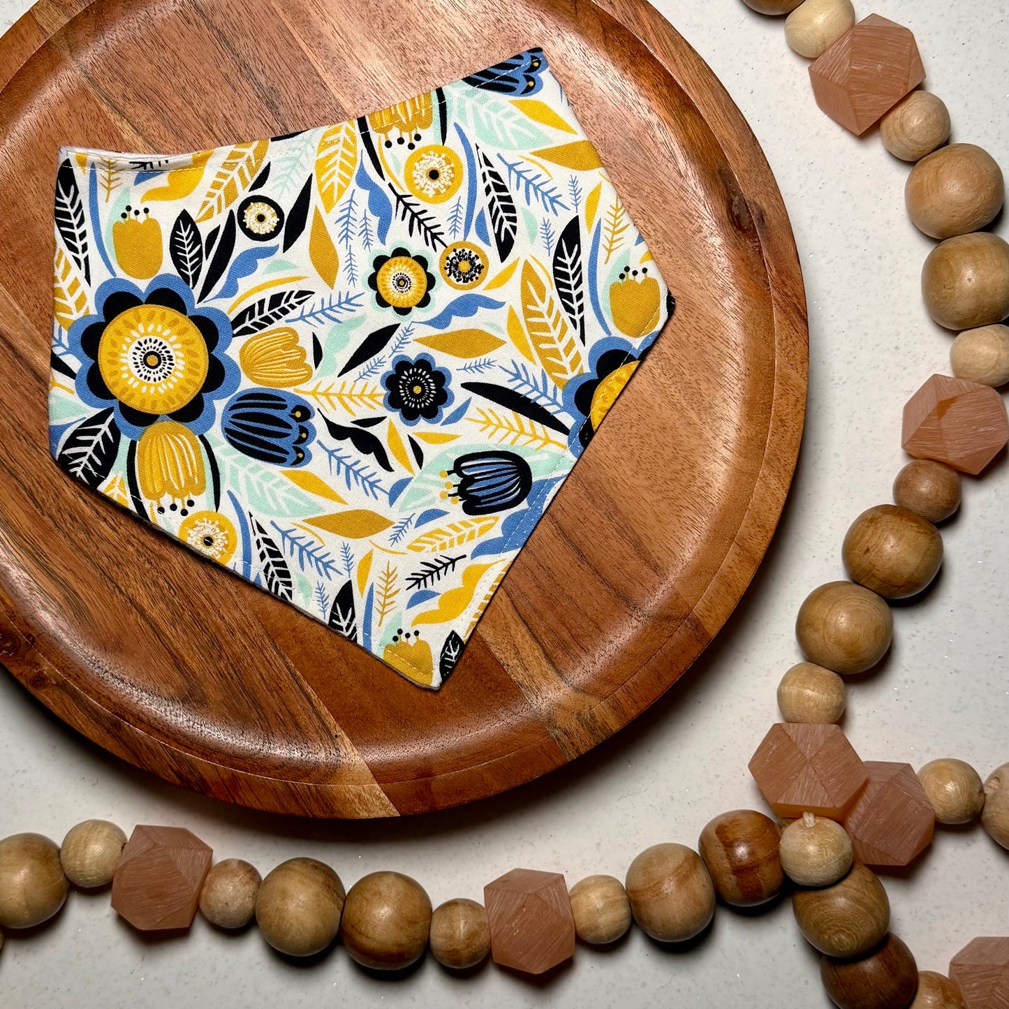 Gold & Navy Floral Bandana