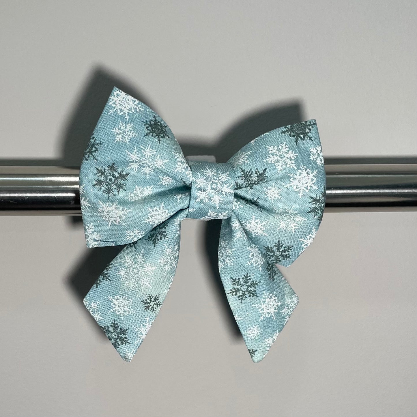 Light Blue Shimmer Snowflake Collar Bow
