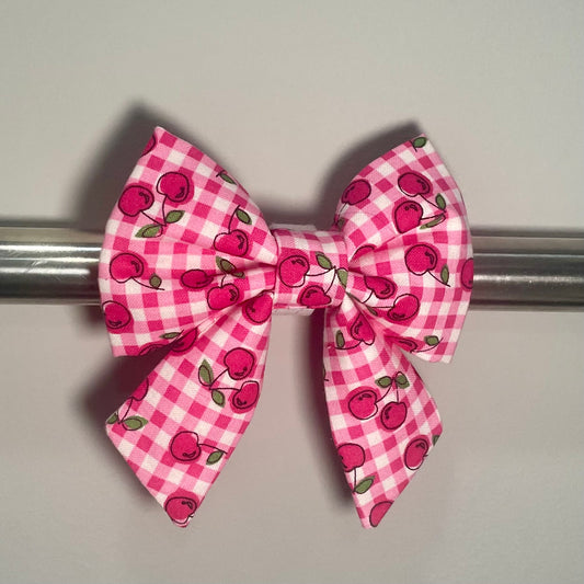 Gingham Cherries Collar Bow
