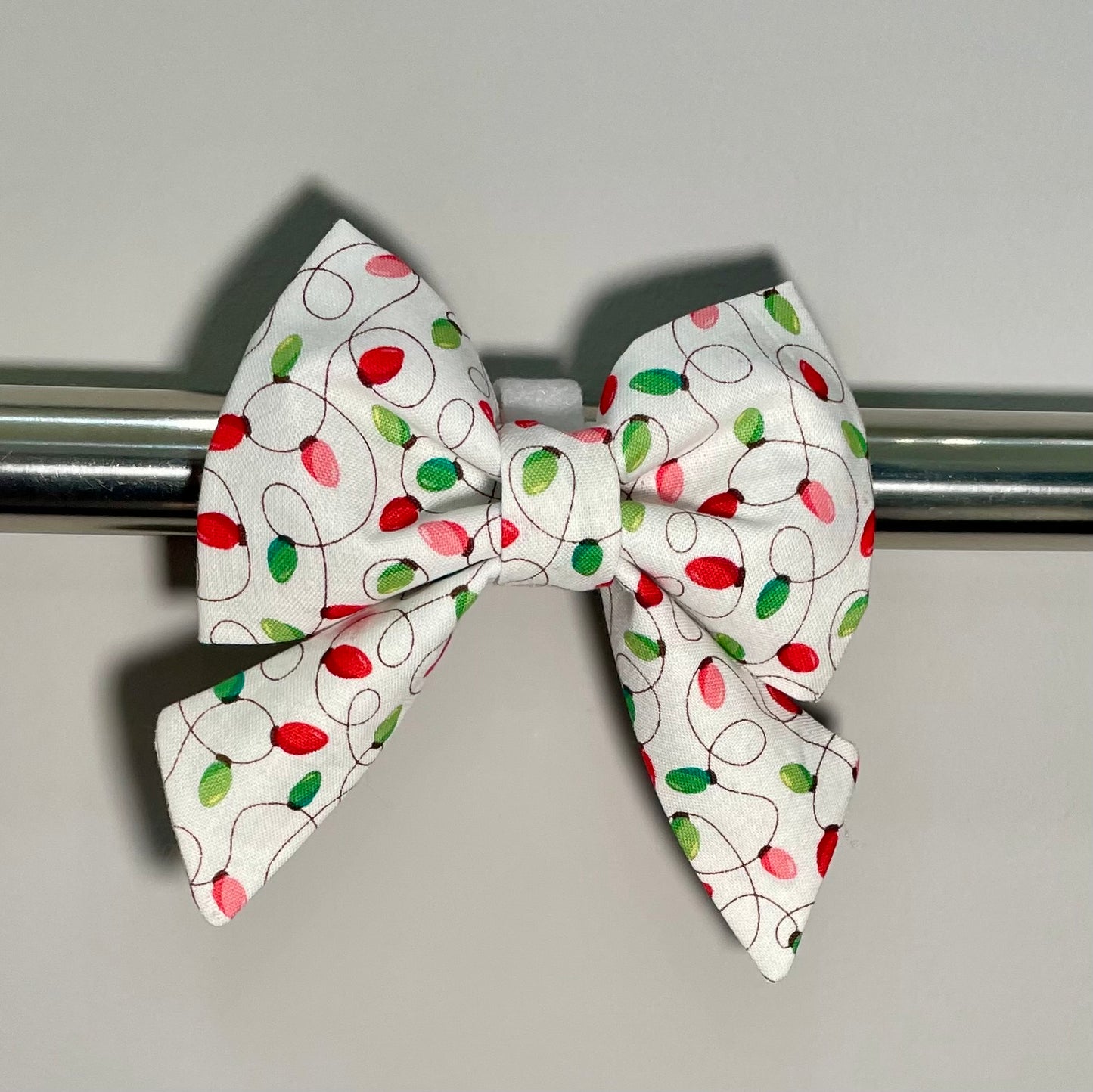 Christmas Lights on White Collar Bow