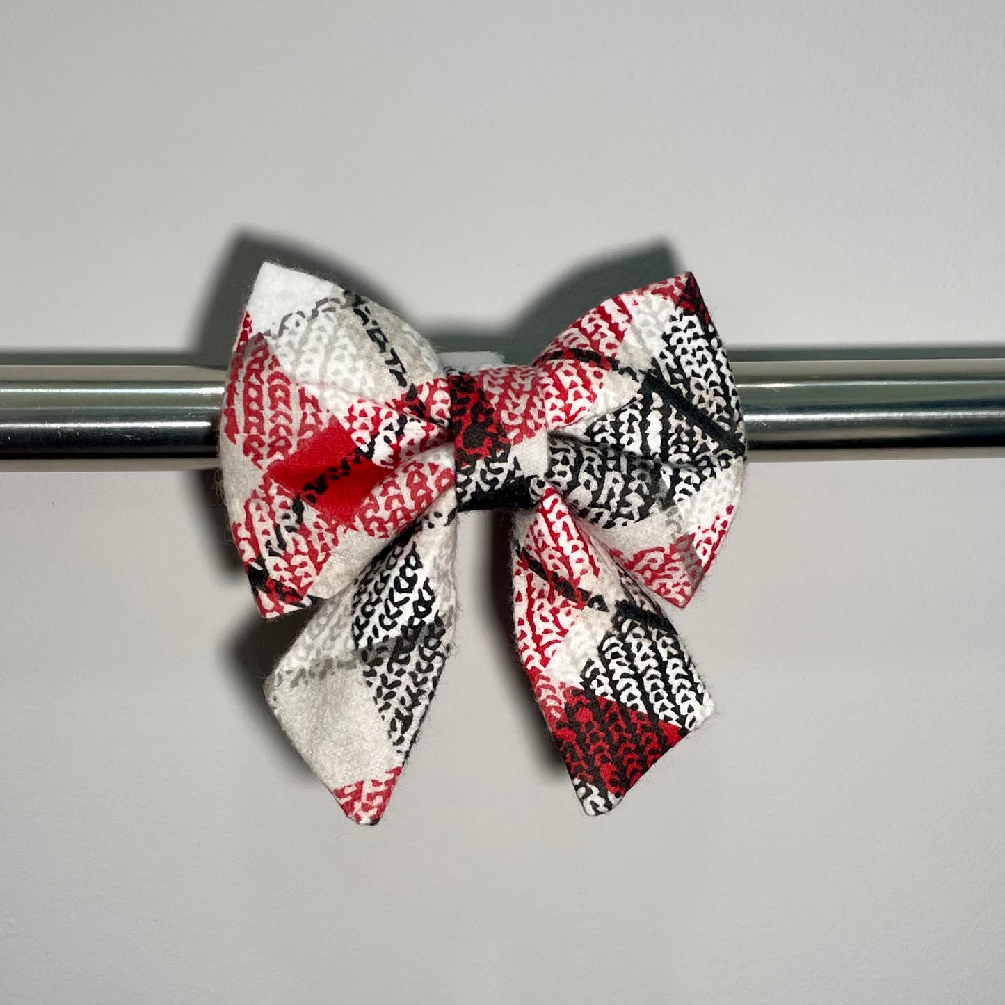 Red & Black Plaid Collar Bow
