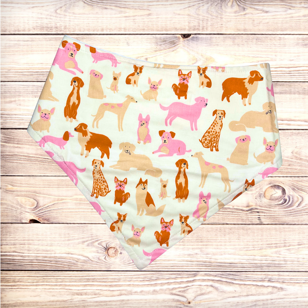 Pink & Tan Pups Bandana