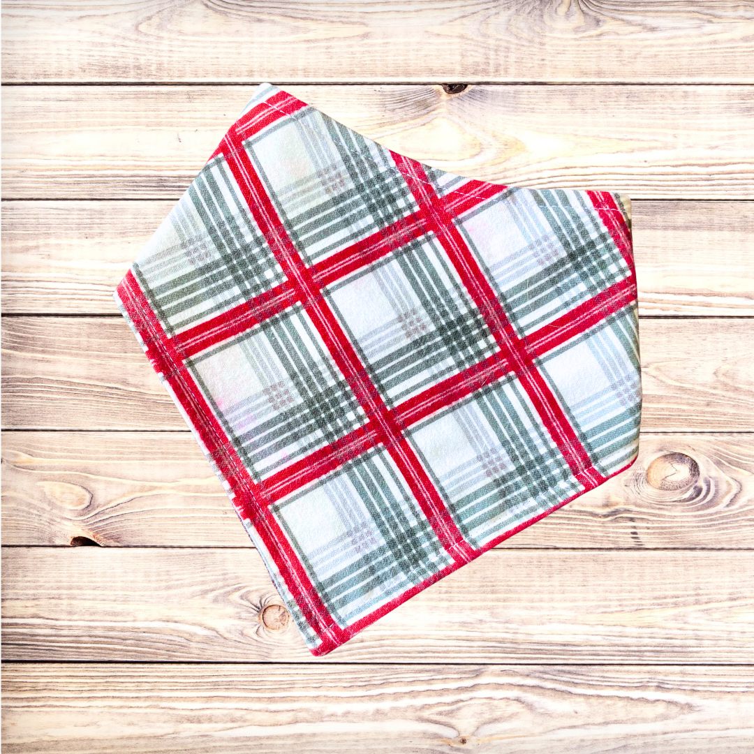 Red & Gray Stripe Plaid Bandana