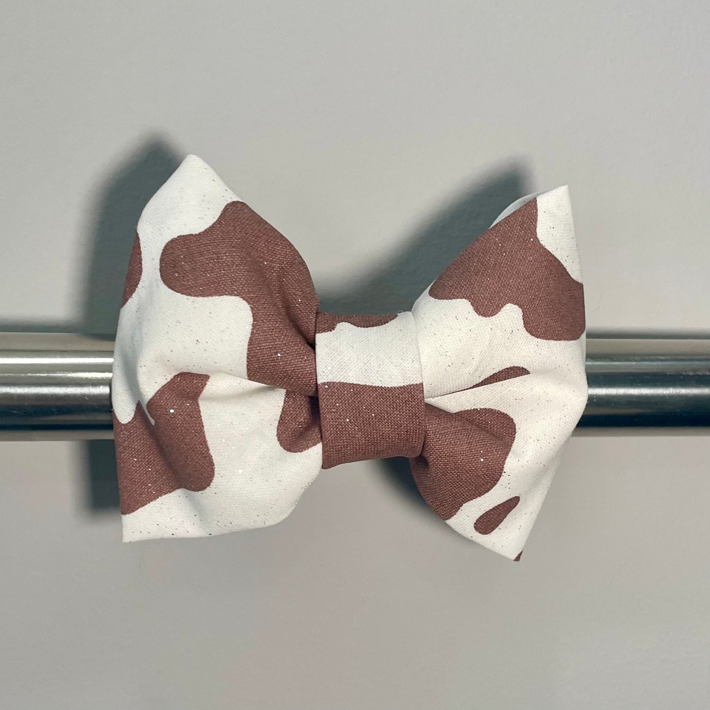 Shimmer Cow Print - Brown Collar Bow