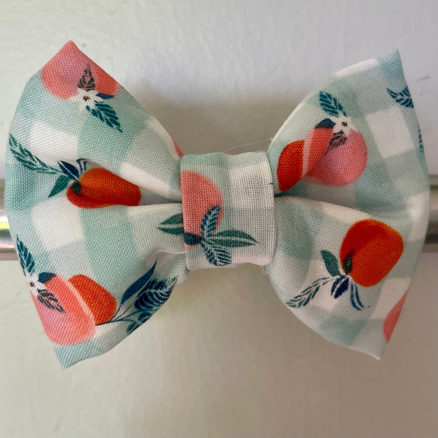 Gingham Peach Collar Bow