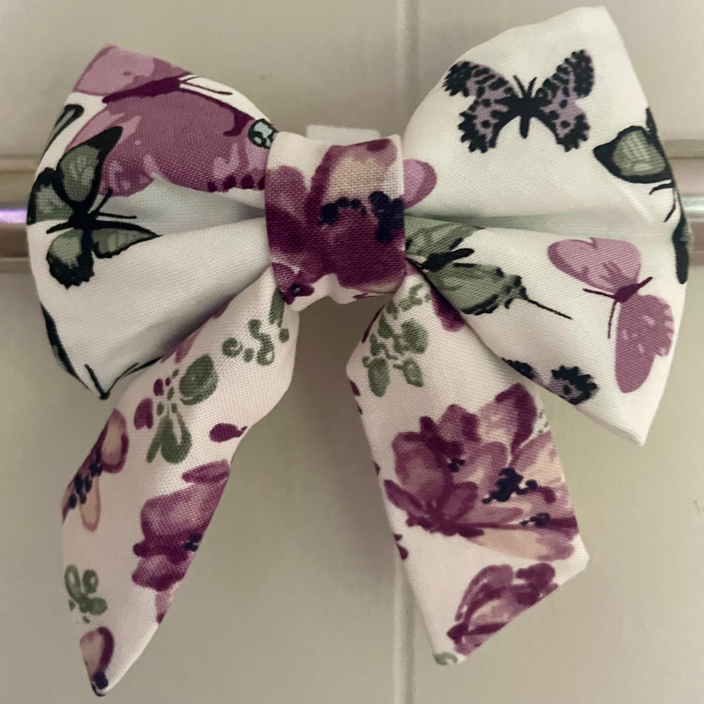 Butterfly Fields Purple Floral Collar Bow