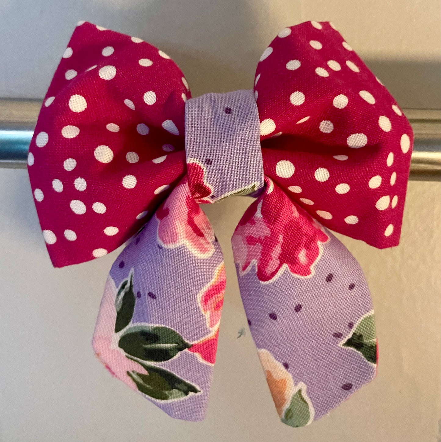 Fun Floral-Lilac & Fuchsia Dot Collar Bow