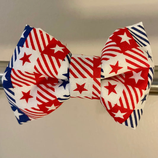 Checkered Stars Collar Bow