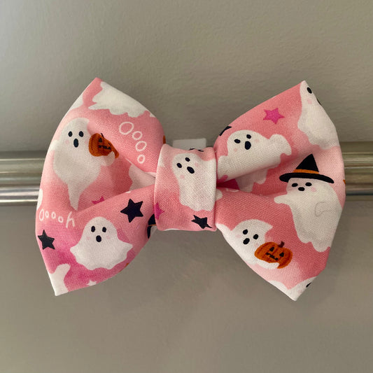 Pink Boo Ghosts Collar Bow