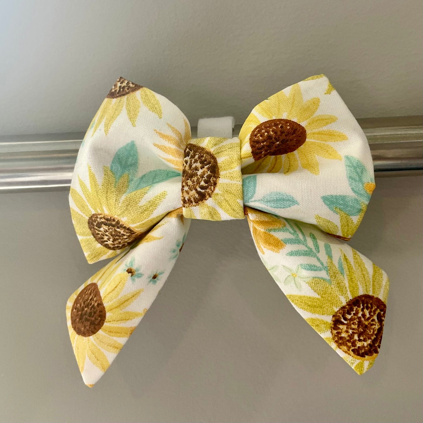 Teal Sunflowers Collar Bow