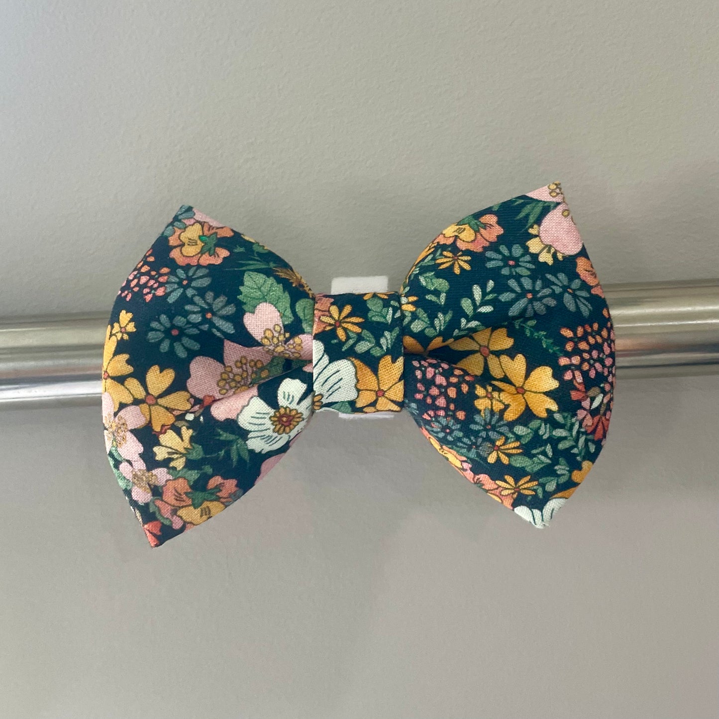Navy Flower Garden Collar Bow