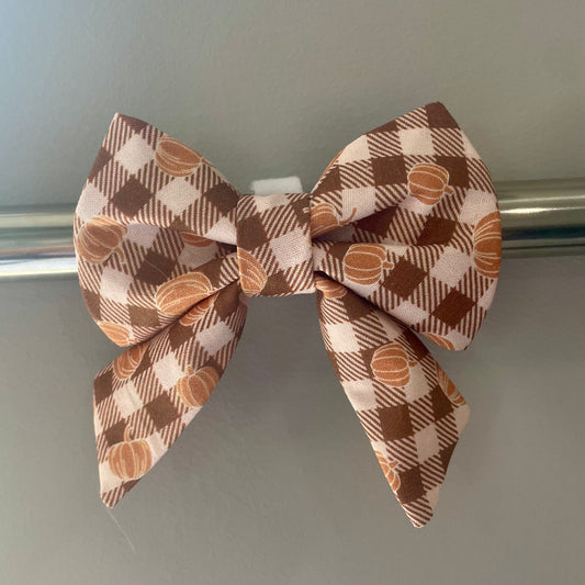 Pumpkins & Plaid Collar Bow