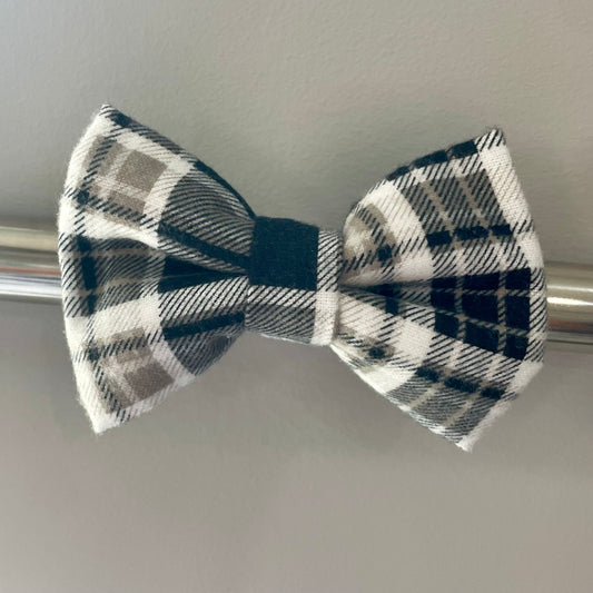 Black and Gray Plaid Collar Bow