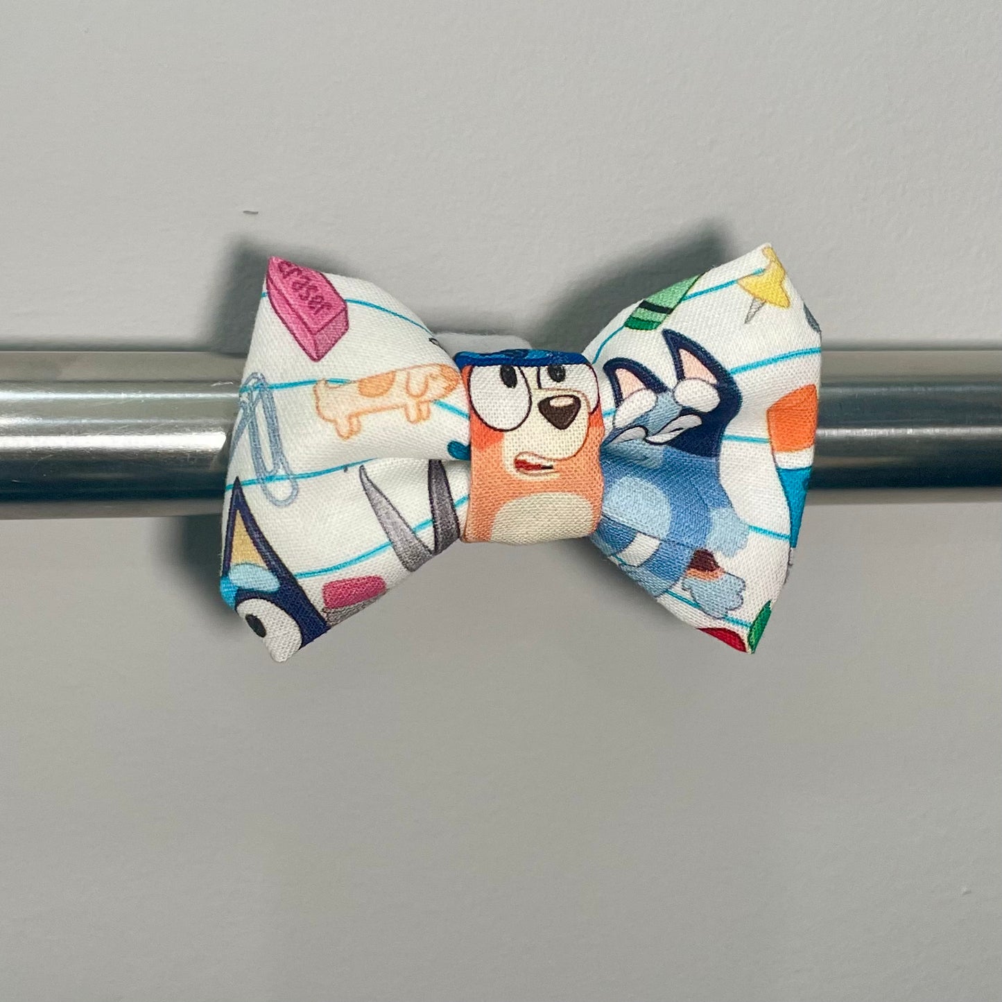 Blue Dog Back to School Collar Bow