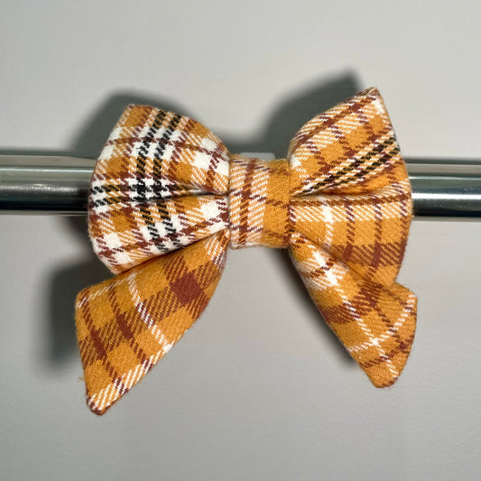 Harvest Gold Plaid Collar Bow