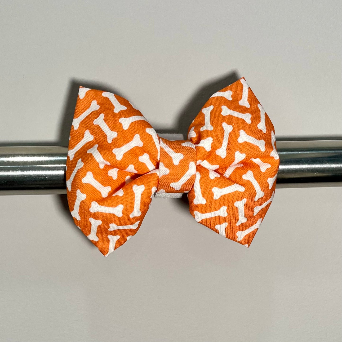 Orange and White Bones Collar Bow