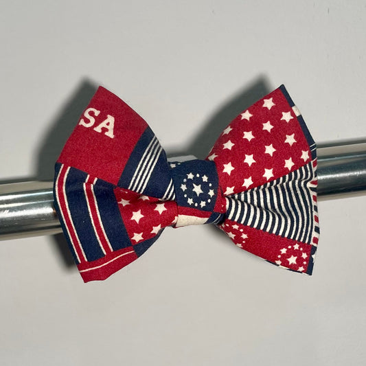 USA Patchwork Collar Bow
