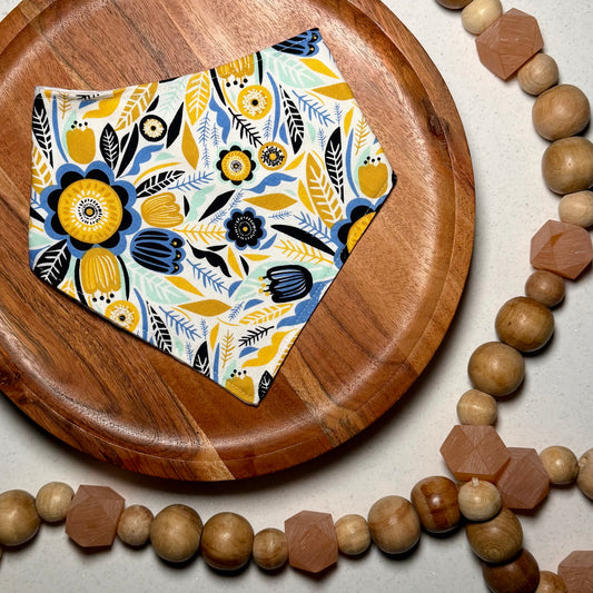 Gold & Navy Floral Bandana