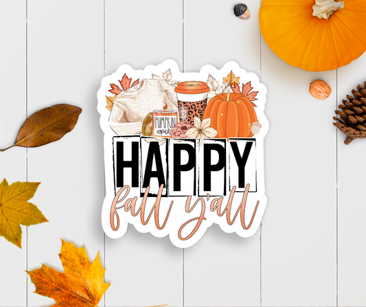 Happy Fall Y'all Vinyl Sticker