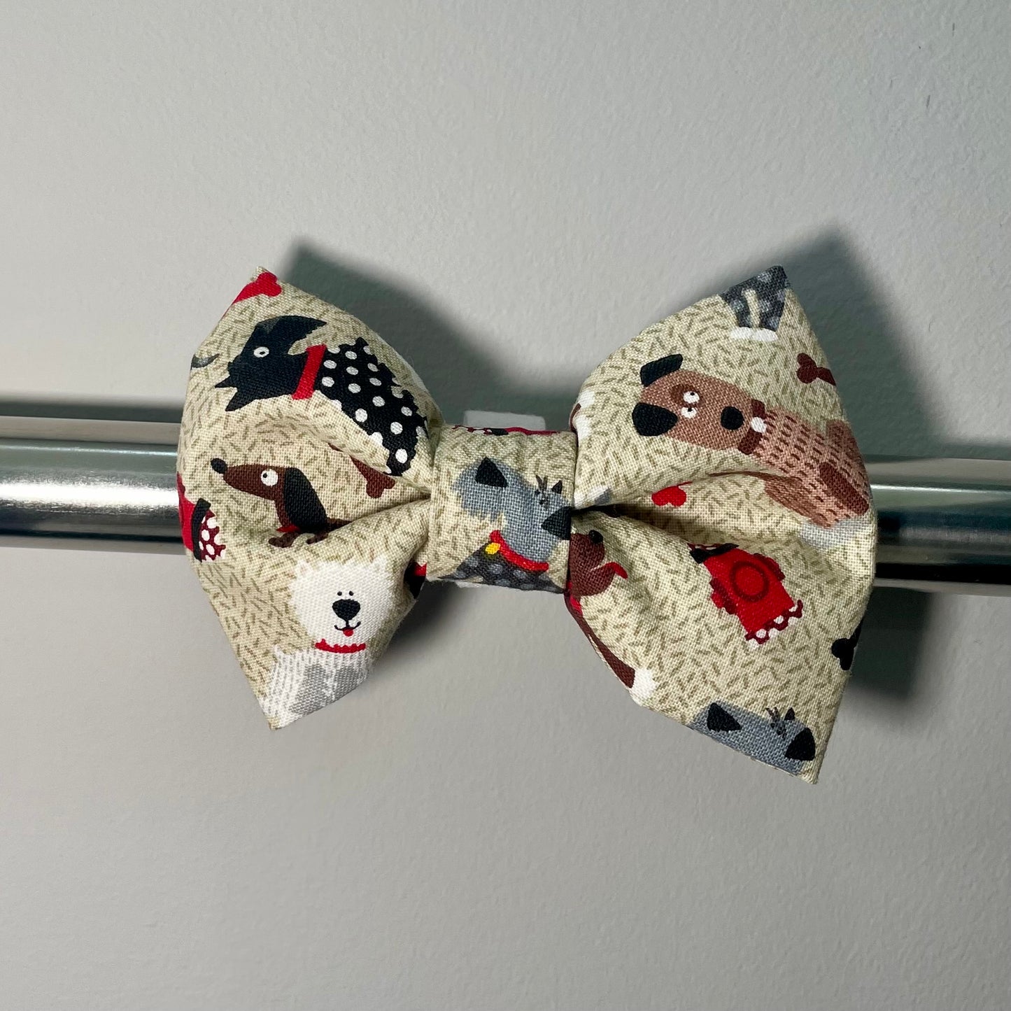 Tan Pups Collar Bow