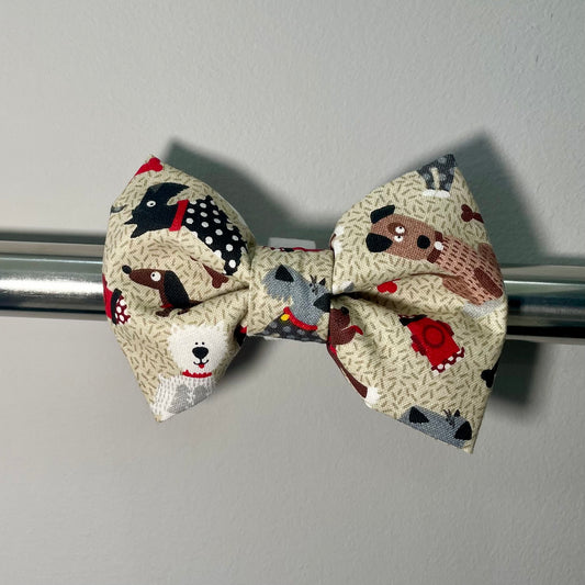 Tan Pups Collar Bow