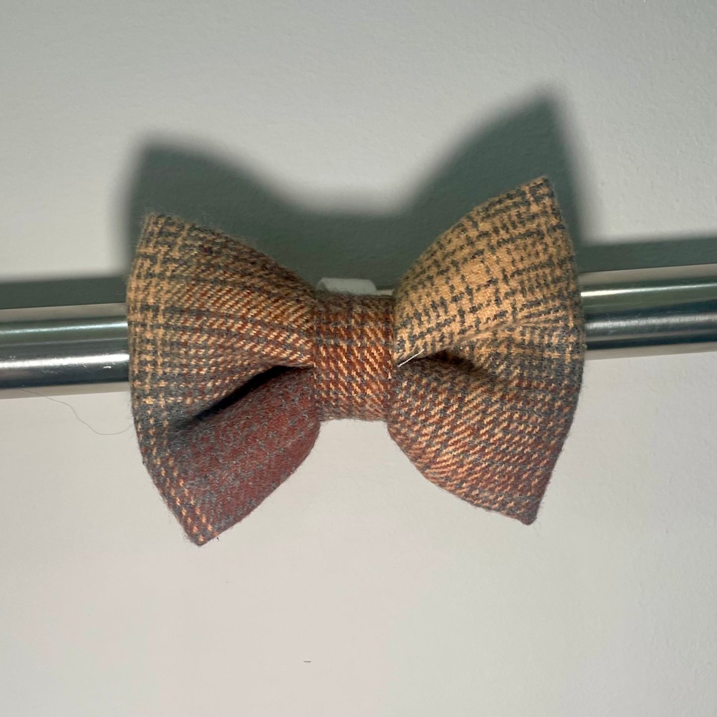 Brown Fall Plaid Collar Bow