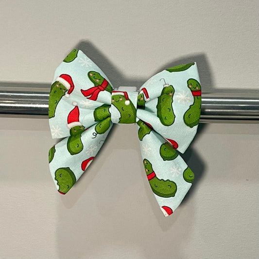 Christmas Pickles Collar Bow