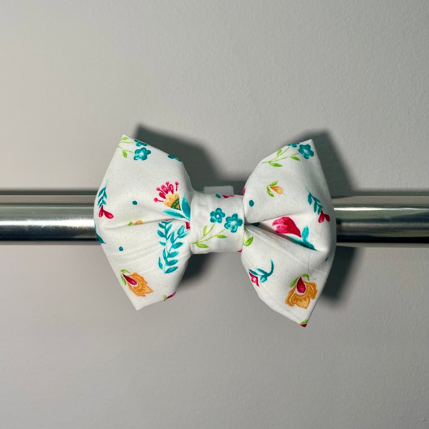 Teal Floral Collar Bow