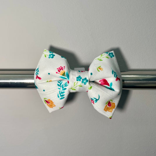 Teal Floral Collar Bow