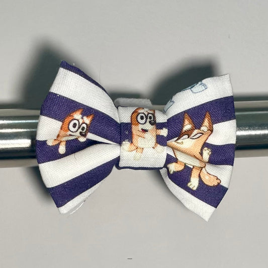 Blue Dog Stripes Collar Bow
