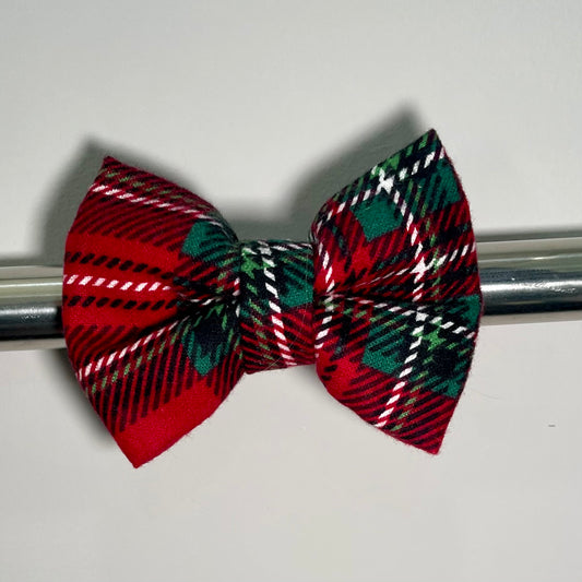 Christmas Plaid Collar Bow