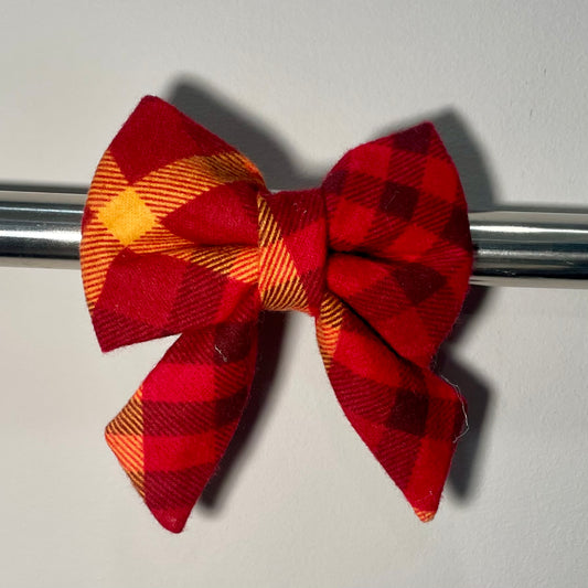 Red &Gold Plaid Collar Bow