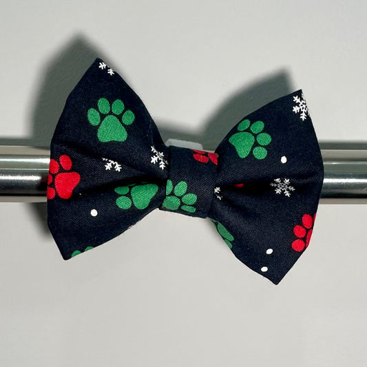 Christmas Paws & Snowflakes Collar Bow