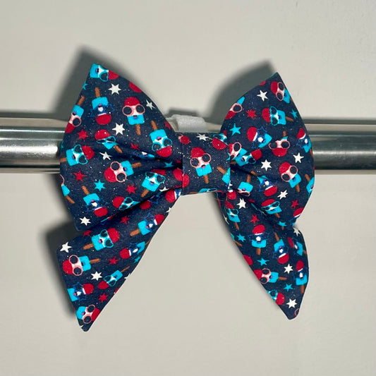 Shimmer Patriotic Popsicles Collar Bow
