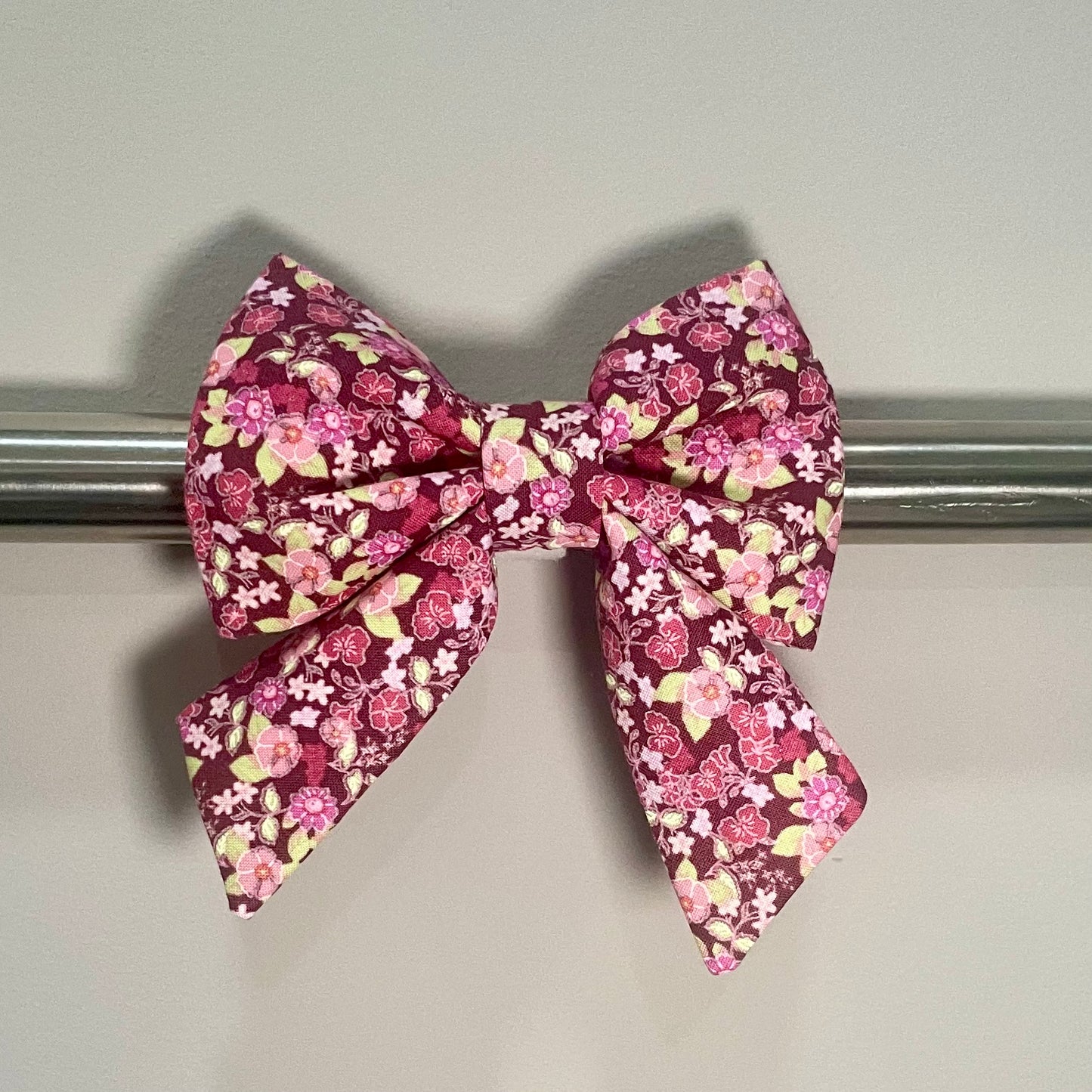 Burgundy Blooms Collar Bow