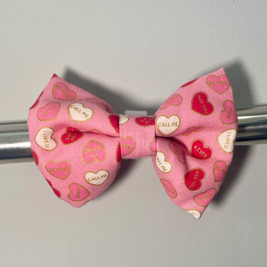 Conversation Hearts - Pink Collar Bow