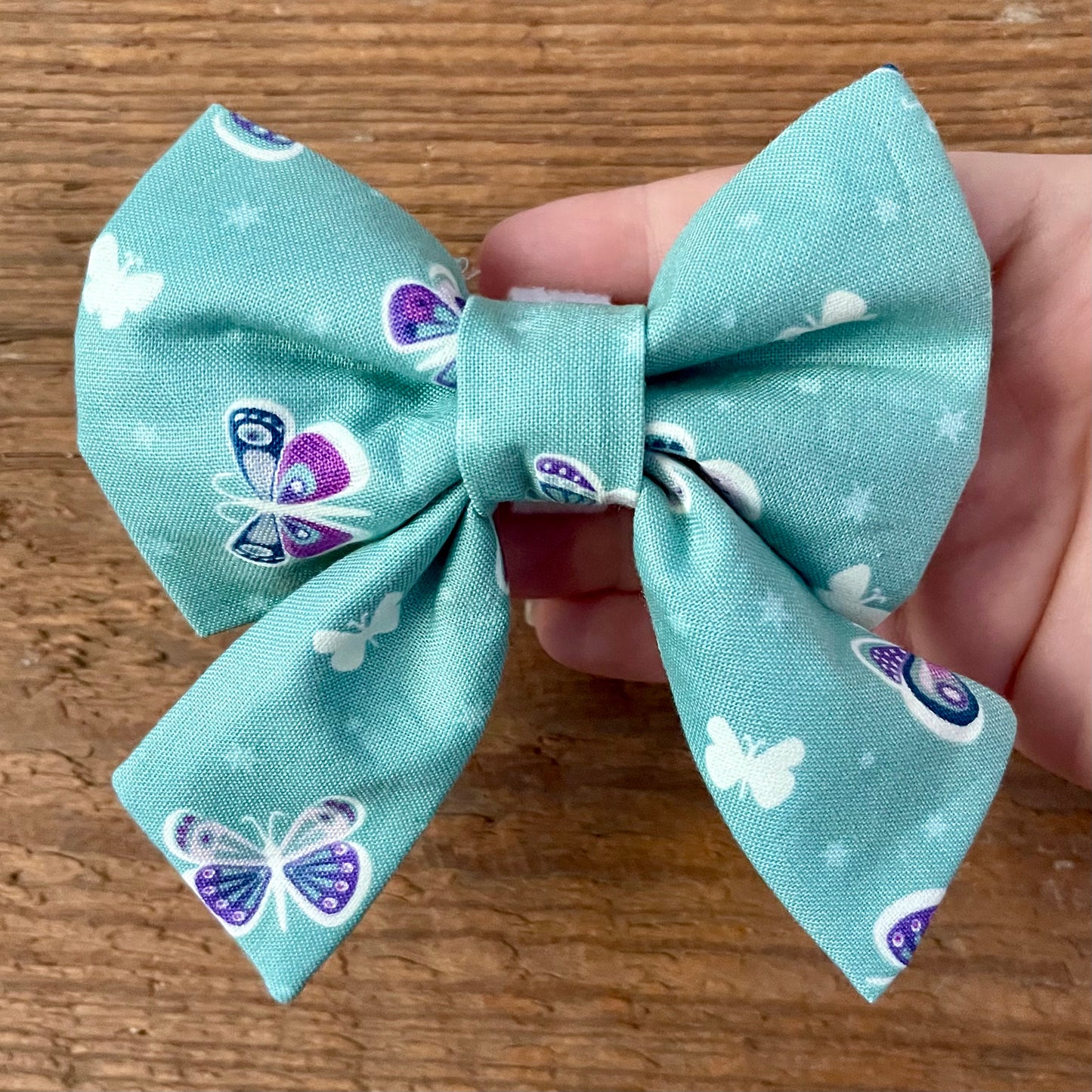 Teal Butterflies Collar Bow