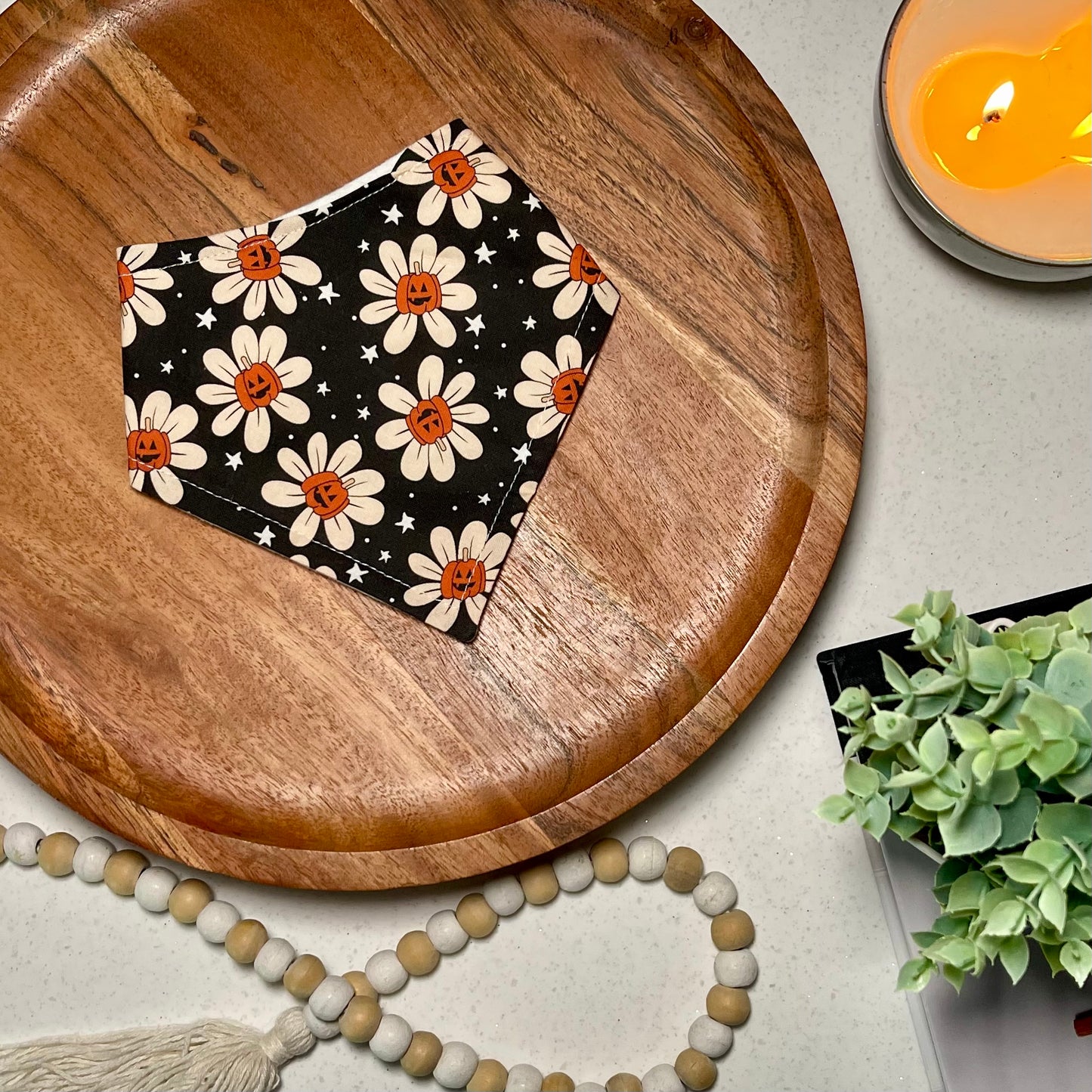 Jack-o-Lantern Daisies Bandana