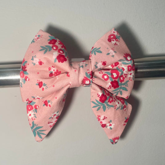 Pink Garden Blossoms Collar Bow