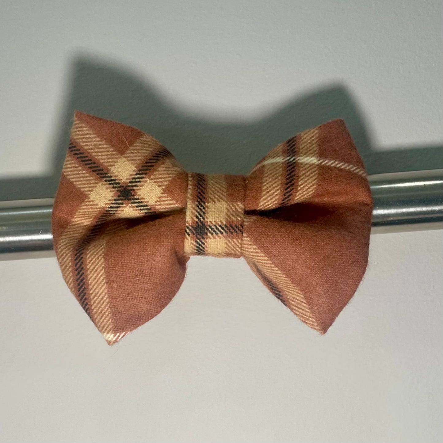 Tan Plaid Collar Bow