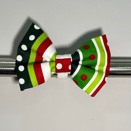 Vintage Christmas Striped Collar Bow