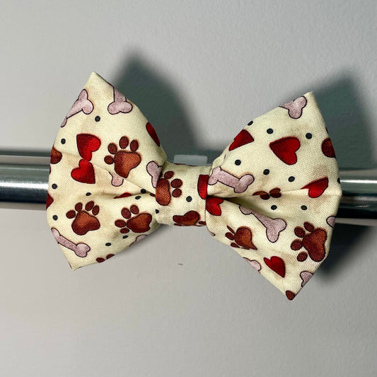 Paw Print Love Collar Bow