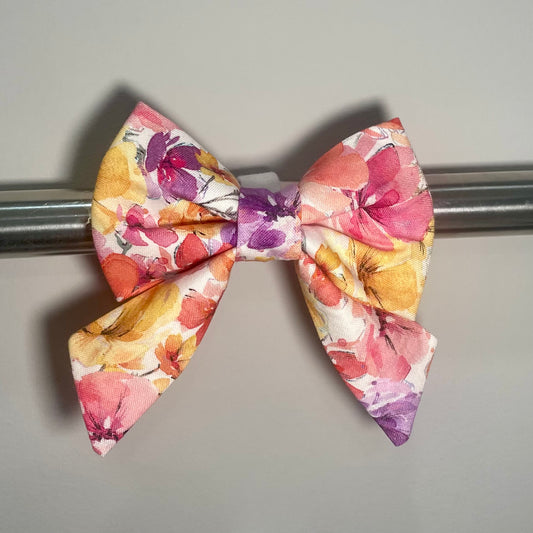 Watercolor Floral Collar Bow