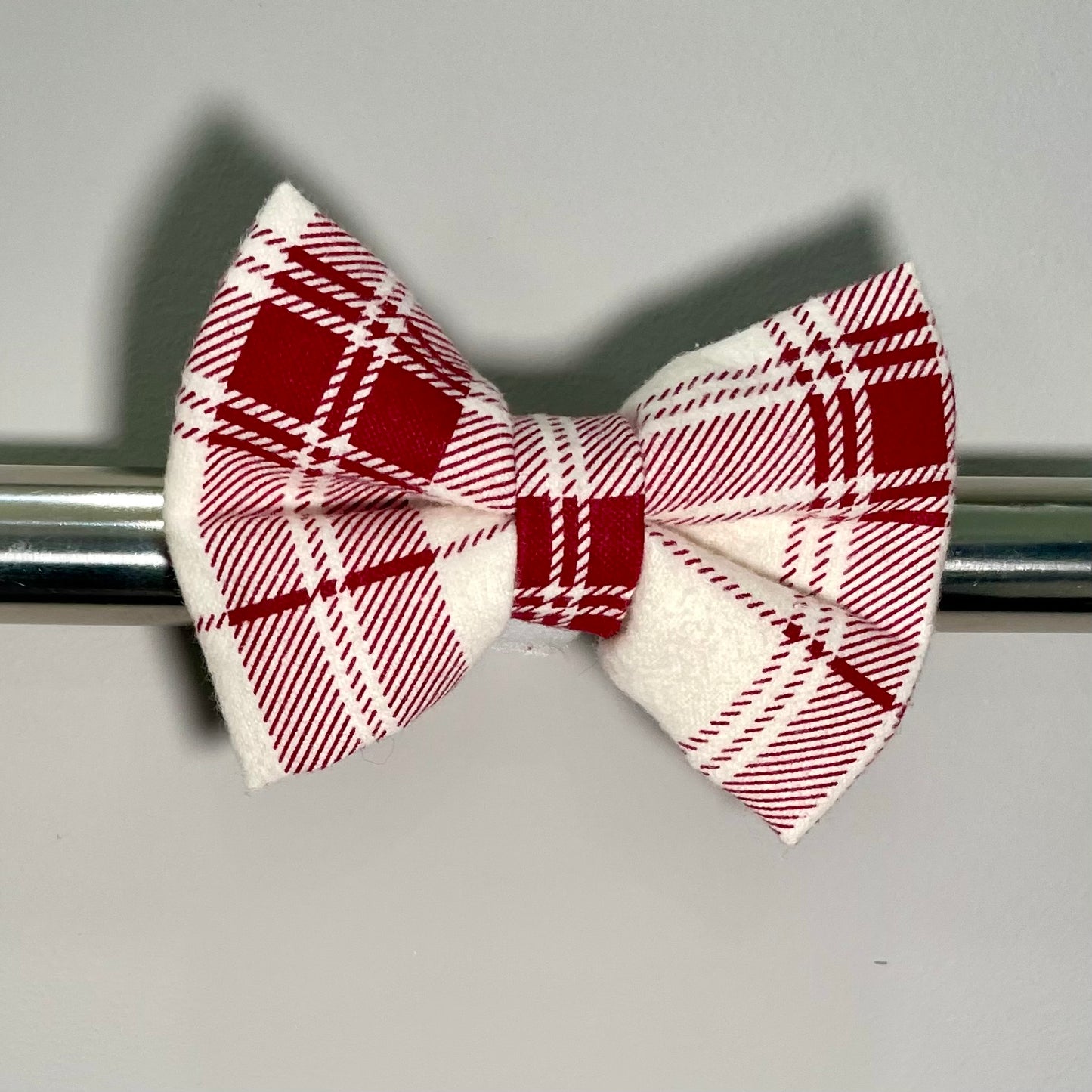 Red & Cream Plaid Collar Bow