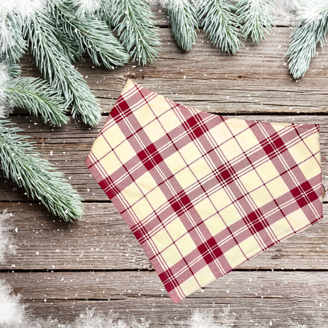 Red & Cream Plaid Bandana