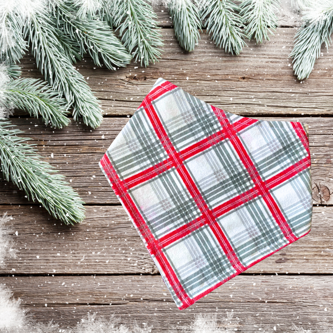 Red & Gray Stripe Plaid Bandana