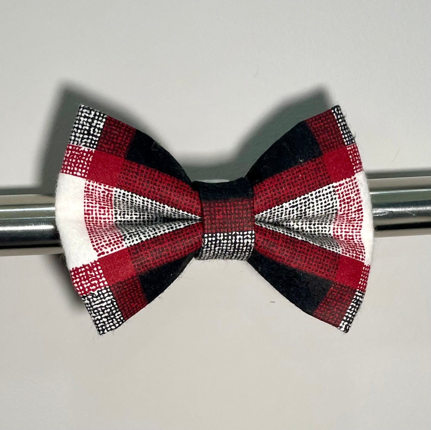 Red, White and Black Plaid Collar Bow