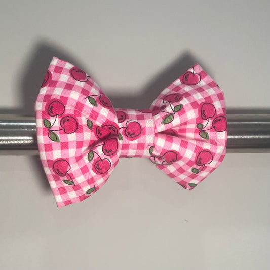 Gingham Cherries Collar Bow