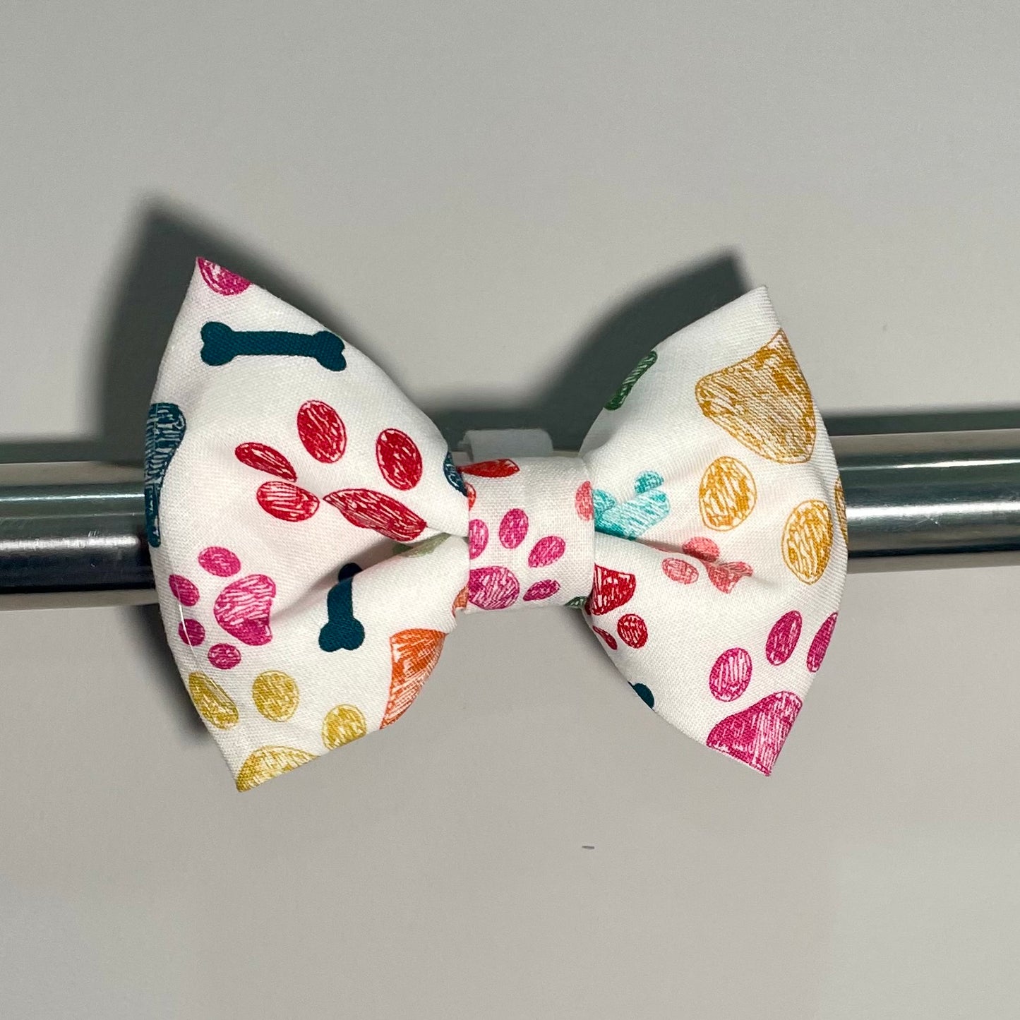 Colorful Paws Collar Bow