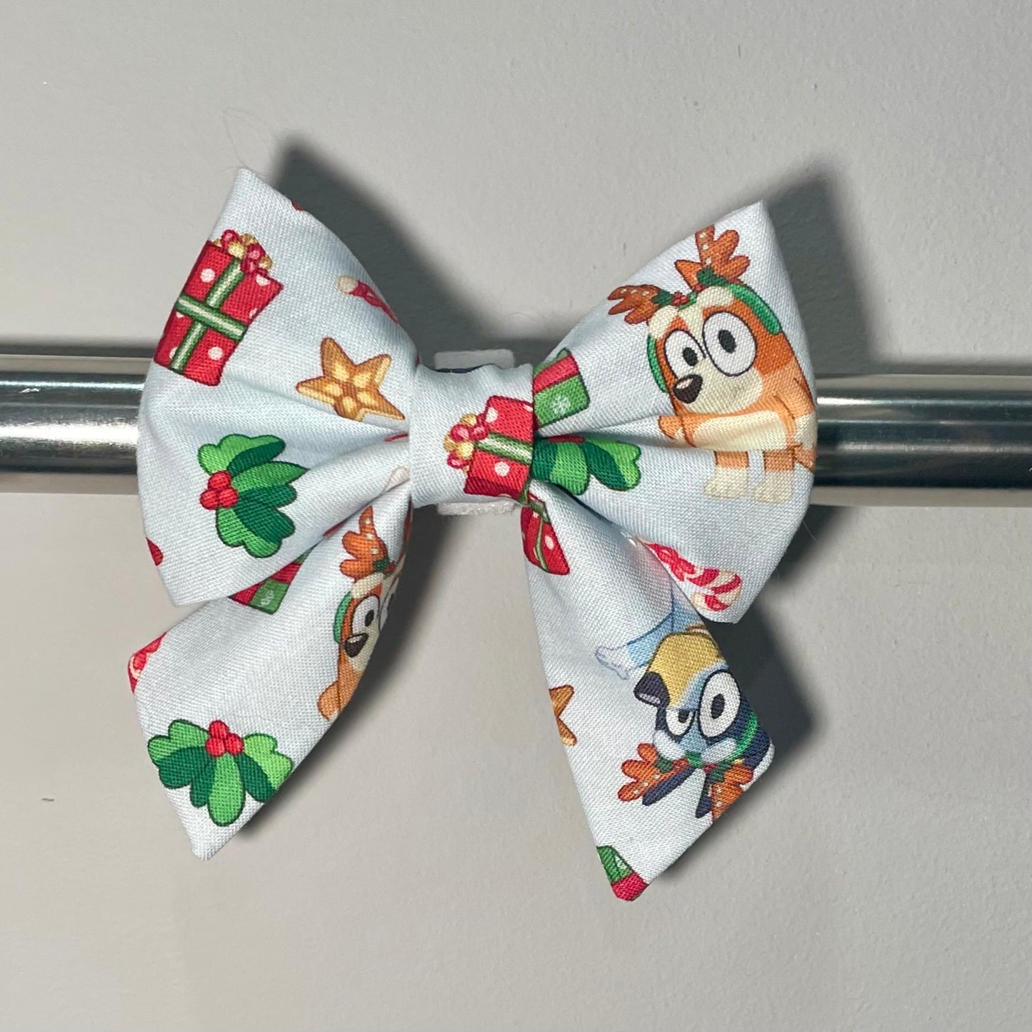 Blue Dog Christmas Collar Bow